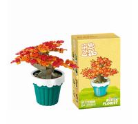 LOTOLO Mini Flower Succulent Bonsai Building Block Set,Simulation Pot Plant Artificial Particle Flower Botanical Collection Construction Building Bricks Toy,Home Decors (Maple)