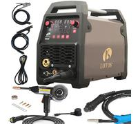 LOTOS MIG225SP MIG Welder with Aluminum Spool Gun, 225A 110/220V, 6 in 1 Gas MIG, Spool Aluminum, Gasless Flux Core, Stick, Lift TIG, Spot, Multi Process Welding Machine Auto Synergistic Setting