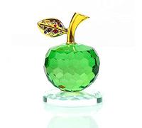 LOTOWELZON 50mm/1.97in Base Stand Crystal Apple Figurine Home Decor Crystal Paperweight Ornament Collectible Crafts, for Wedding Birthday Christmas (Green w/Flat Base)