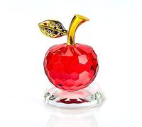 LOTOWELZON 50mm/1.97in Base Stand Crystal Apple Figurine Home Decor Crystal Paperweight Ornament Collectible Crafts, for Wedding Birthday Christmas (Red w/Flat Base)