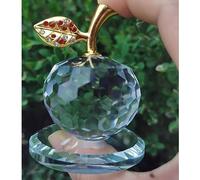 LOTOWELZON 50mm/1.97in Base Stand Crystal Apple Figurine Home Decor Crystal Paperweight Ornament Crafts, for Wedding Birthday Christmas (Clear w/Flat Base)
