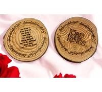 LOTR Wooden Coasters, Laser Engraved Ring Verse Design, Set of 2