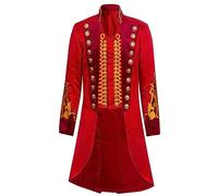 Lotrcosor Men's PT Barnum Showman Costume Circus Ringmaster Costume Uniform Tailcoat Jacket Suit for Halloween, Red, Default