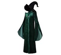Lotrcosor Womens Professor McGonagall Costume with Hat Halloween Witch Robe Cloak (Green, Medium)