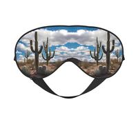 Lots of Cactus Prints Double-Sided Eye Mask Adjustable Design Light-Blocking and Breathable Suitable for Rest and Travel.