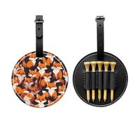 Lots of Cartoon Little Foxes Black Golf tee Storage Bag, Multifunctional Golf tee Storage Bag for Men, Durable PU Material
