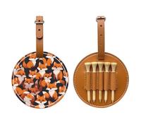 Lots of Cartoon Little Foxes Brown Golf tee Storage Bag, Multifunctional Golf tee Storage Bag for Men, Durable PU Material