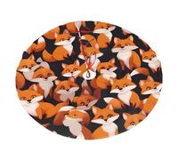 Lots of Cartoon Little Foxes Christmas Tree Skirt 48" Skin Friendly and Comfortable Fashionable Holiday Accessories