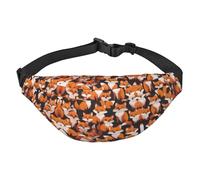 lots of cartoon little foxes Large Fashion Crossbody Waist Bag, Travel Casual Boys Waist Bag, Suitable for Sports, Running, Cycling, Traveling, Fishing