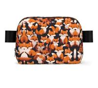 lots of cartoon little foxes Square-Shaped Waist Bag with Durable Polyester and Adjustable Strap for Unisex Use
