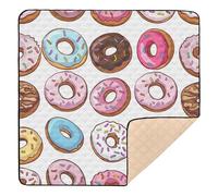 Lots of Cute Doughnuts on A White Background Soft Padded Baby Activity Play Mat for Floor Waterproof Kicking Mat for Baby Toddler Infant, 50'' x 50''