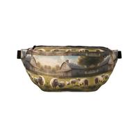 Lots Of Cute Sheep Large Crossbody Fanny Pack,Gifts For Enjoy Sports Festival Workout Traveling Running Casual, Black, One Size