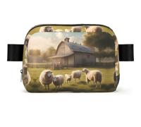 Lots of cute sheep Square-Shaped Waist Bag with Durable Polyester and Adjustable Strap for Unisex Use