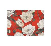 Lots Of FLOWERs on A Red Background Decorative placemats for dining table vinyl holiday plates mats individuales para mesa de comedor elegantes set of 6 12x18