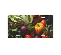 Lots of fresh vegetables Front license plate, 0.6 mm thick, large size 30 x 15 cm, aluminum.