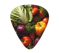 Lots of fresh vegetables Printed guitar picks for acoustic, electric, and band players, 12 pieces in 3 different thicknesses