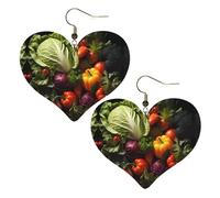 Lots of fresh vegetables Prints Stylish Heart-Shaped Earrings Lightweight Women'S Accessories Perfect For Parties And Valentine'S Day.