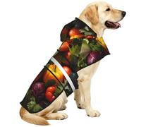 Lots of fresh vegetables Reflective Waterproof Dog Raincoat Jacket, Adjustable Hooded Pet Coat with Leash Hole,for Outdoor UseL