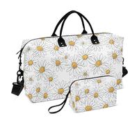 Lots of Little Daisies on A White Background Travel Duffel Bag Overnight Weekender Bags Gym Bag with Adjustable Strap for Sports Multifunctional