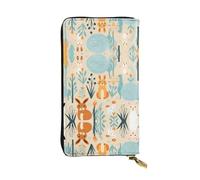 Lots of Rabbits Patterned Leather Long Wallet (7.5 * 4.1 inches) | Extra Large Multi-Function Compartment | Great Gift