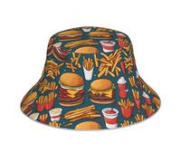 Lots of Tasty Food Pattern Sun hat, Unisex, Portable for Outdoor use, Foldable Sun hat, Suitable for Mountaineering and Fishing. Black, Black, One Size, Black, One Size