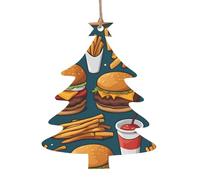 Lots of tasty food Wooden Christmas Tree Ornaments Christmas Tree Shape 6 PCS - Vintage Pendant Decorations for Holiday Home Decor