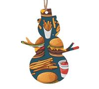 Lots of tasty food Wooden Christmas Tree Ornaments Snowman Shape 4 PCS - Vintage Pendant Decorations for Holiday Home Decor