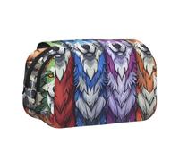 Lots of wolves. Double-Clamshell Printed Pen Pouch, Oxford Organizer | Multi-pocket Clamshell Design With Hook-and-loop Flap, Large-capacity Writing Tool Storage, Great For Sketching And Daily Use