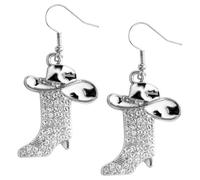 Lotsdonxia 1 Pair Western Cowgirl Earrings - White & Black Hat with Boots Design Jewellery Alloy Cowboy Drop Dangle Female Earrings for Parties, Weddings, and Daily Wear