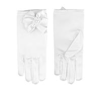 Lotsdonxia 1 Pair White Satin Princess Gloves for Little Girls - Formal Bow Detail, Comfortable Fit for Parties & Special Occasions