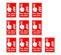 Lotsdonxia 10 PCS Fire Alarm Call Point Safety Sign - 150x100mm Red & White PVC Self-Adhesive Sticker for UK Compliance & Commercial Use