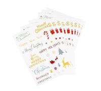 Lotsdonxia 10 Sheets Glitter Merry Christmas Stickers - Gold Silver Red Festive Decals for Gift Wrapping, Card Making, DIY Crafts and Holiday Decorations