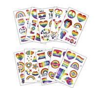 Lotsdonxia 10 Sheets of Gay Pride Temporary Tattoos Waterproof LGBTQ Personality Face Makeup Stickers for Party Decorations and Celebrations Festivals (Style A)