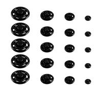 Lotsdonxia 100 Pcs Black Plastic Snap Fasteners Kit - Sew-On Invisible Fasteners, Assorted 7/12/15/21mm Press Studs for Duvet Covers, Clothing and Crafts