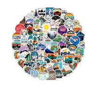 Lotsdonxia 100 Pcs Camping Style Waterproof Stickers - Adventurers and Outdoor Fans Nature and Adventure Stickers for Notebooks, Luggage, and Laptops