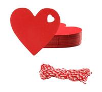 Lotsdonxia 100 Pcs Red Heart Shaped Kraft Paper Gift Tags, 60x60mm, with 10 Metres Hemp Rope - Versatile for Valentine's, Wedding, Birthday & DIY Crafts
