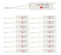 Lotsdonxia 100PCS Kraft Paper Tags with String,Hanging Gift Labels Handmade DIY Gift Tags for Making Gift Wedding Birthday Party Favors Decoration(White)