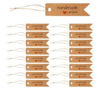 Lotsdonxia 100PCS Kraft Paper Tags with String,Hanging Gift Labels Handmade DIY Gift Tags for Making Gift Wedding Birthday Party Favors Decoration(Brown)