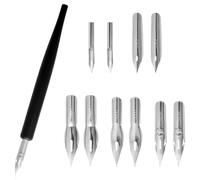 Lotsdonxia 11PCS Solid Wooden Dip Pen Vintage Art Fountain Pen with Interchangeable Nibs Suitable for English Calligraphy and Comics(Black)