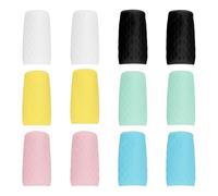 Lotsdonxia 12 Pack Elastic Silicone Bottle Covers - Leak Proof Travel Sleeves for Shampoo, Cosmetics & Toiletries, Reusable Stretchable Covers Fit Various Container Sizes (6 Colour Assortment)