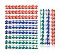 Lotsdonxia 12 Pces Chinese Wooden Finger Traps Assorted Colours Eco-Friendly Handmade Classic Oriental Puzzle Toys for Adults, Parrot Play, Birthday Party Favours Gifts (Green, Red, Blue)
