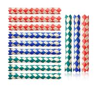 Lotsdonxia 12 Pcs Chinese Wooden Finger Traps Assorted Colours Eco-Friendly Handmade Classic Oriental Puzzle Toys for Adults, Parrot Play, Birthday Party Favours Gifts (Green, Red, Blue)