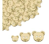 Lotsdonxia 120-Piece Set of Wooden Teddy Bear Buttons for DIY Crafts, Suitable for Sewing, Knitting, and Creating Custom Clothing
