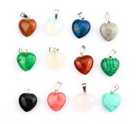 Lotsdonxia 12PCS Craft Your Own Heartfelt Jewelry with Natural Crystal and Gemstone Charms in Heart Shape for DIY Necklaces