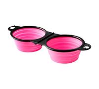 Lotsdonxia 2-in-1 Collapsible Dog Bowl - Portable & Foldable Pet Feeder Eco-friendly Silicone for Travel, Hiking, and Outdoor Adventures (Pink)