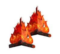 Lotsdonxia 2-Pack 3D Cardboard Campfire Centrepieces - Decorative Paper Campfire with Jagged Flames & Artificial Torch for Party Decor, Easter & Themed Events
