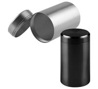 Lotsdonxia 2 Pack Aluminium Storage Containers - Portable and Durable Pocket-Sized Jars for Spices, Coffee, Tea, Camping, Hiking, Travel, and Daily Use (Black+Sliver)