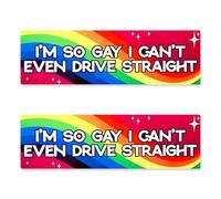 Lotsdonxia 2-Pack I'm So Gay I Can't Even Drive Straight Vinyl Decals, 15x5cm - Removable, Weatherproof Gloss White Stickers for Car Bumper, Laptop, Wall & Suitcase Pride Expression