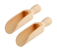 Lotsdonxia 2 Pcs 140mm Natural Wooden Scoops, Large Beechwood Bath Salt & Flour Scooper, Multi-Purpose Kitchen Scoop for Coffee Beans, Spices, Dry Ingredients or Crafts