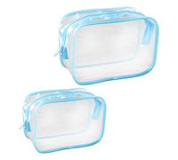 Lotsdonxia 2 Pcs Clear Travel Toiletry Bag Set - Waterproof PVC Cosmetic Organizer with Zipper, Transparent Wash Pouch for Men, Women, Kids (Blue)